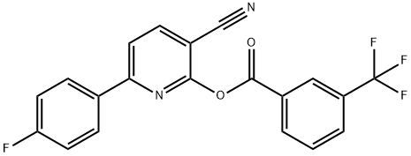 3-CYANO-6-(4-FLUOROPHENYL)-2-PYRIDINYL 3-(TRIFLUOROMETHYL)BENZENECARBOXYLATE 结构式