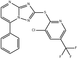 2-([3-Chloro-5-(trifluoromethyl)-2-pyridinyl]sulfanyl)-7-phenyl[1,2,4]triazolo[1,5-a]pyrimidine 结构式