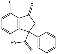 4-FLUORO-3-OXO-1-PHENYL-1-INDANECARBOXYLIC ACID 结构式