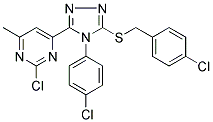 2-CHLORO-4-[5-[(4-CHLOROBENZYL)THIO]-4-(4-CHLOROPHENYL)-4H-1,2,4-TRIAZOL-3-YL]-6-METHYLPYRIMIDINE 结构式