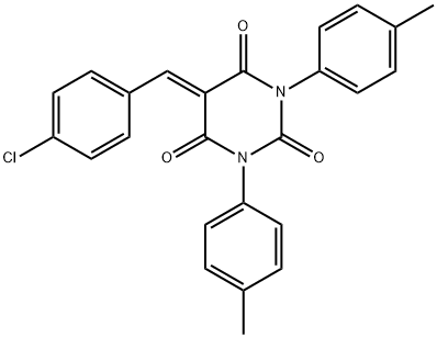 1,3-BIS(4-METHYLPHENYL)-5-((4-CHLOROPHENYL)METHYLENE)-1,3-DIAZAPERHYDROINE-2,4,6-TRIONE 结构式