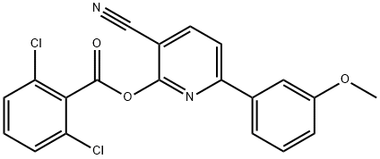 3-CYANO-6-(3-METHOXYPHENYL)-2-PYRIDINYL 2,6-DICHLOROBENZENECARBOXYLATE 结构式