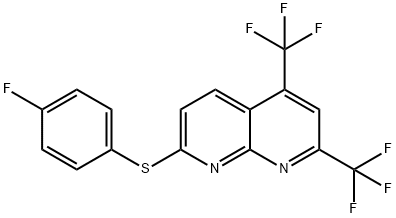 5,7-BIS(TRIFLUOROMETHYL)[1,8]NAPHTHYRIDIN-2-YL 4-FLUOROPHENYL SULFIDE 结构式