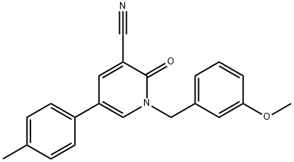 1-(3-METHOXYBENZYL)-5-(4-METHYLPHENYL)-2-OXO-1,2-DIHYDRO-3-PYRIDINECARBONITRILE 结构式