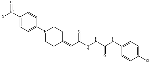 N-(4-CHLOROPHENYL)-2-(2-[1-(4-NITROPHENYL)-4-PIPERIDINYLIDENE]ACETYL)-1-HYDRAZINECARBOXAMIDE 结构式