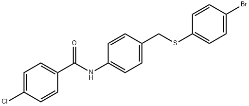 N-(4-([(4-BROMOPHENYL)SULFANYL]METHYL)PHENYL)-4-CHLOROBENZENECARBOXAMIDE 结构式