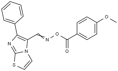 5-(([(4-Methoxybenzoyl)oxy]imino)methyl)-6-phenylimidazo[2,1-b][1,3]thiazole 结构式