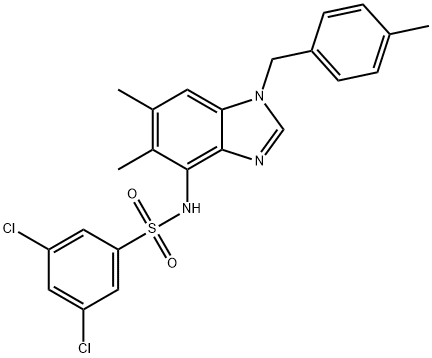 3,5-DICHLORO-N-[5,6-DIMETHYL-1-(4-METHYLBENZYL)-1H-1,3-BENZIMIDAZOL-4-YL]BENZENESULFONAMIDE 结构式