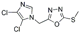 2-[(4,5-DICHLORO-1H-IMIDAZOL-1-YL)METHYL]-5-(METHYLTHIO)-1,3,4-OXADIAZOLE 结构式