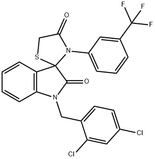 1-(2,4-DICHLOROBENZYL)-3'-(3-TRIFLUOROMETHYLPHENYL)SPIRO(2,3-DIHYDRO-1H-INDOLE-3,2'-THIAZOLIDINE)-2,4'-DIONE 结构式