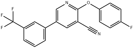 2-(4-FLUOROPHENOXY)-5-[3-(TRIFLUOROMETHYL)PHENYL]NICOTINONITRILE 结构式