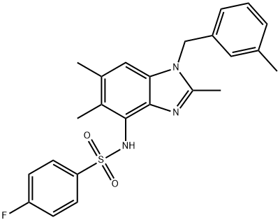 4-FLUORO-N-[2,5,6-TRIMETHYL-1-(3-METHYLBENZYL)-1H-1,3-BENZIMIDAZOL-4-YL]BENZENESULFONAMIDE 结构式