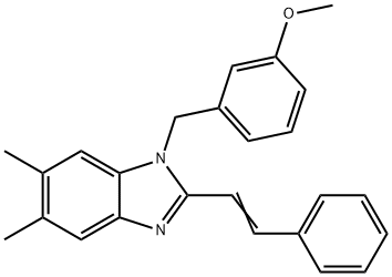 1-(3-METHOXYBENZYL)-5,6-DIMETHYL-2-STYRYL-1H-1,3-BENZIMIDAZOLE 结构式