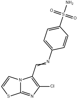 4-([(6-CHLOROIMIDAZO[2,1-B][1,3]THIAZOL-5-YL)METHYLENE]AMINO)BENZENESULFONAMIDE 结构式