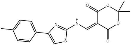 2,2-DIMETHYL-5-(((4-(4-METHYLPHENYL)(2,5-THIAZOLYL))AMINO)METHYLENE)-1,3-DIOXANE-4,6-DIONE 结构式
