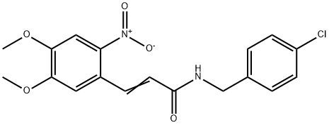 3-(4,5-DIMETHOXY-2-NITROPHENYL)-N-((4-CHLOROPHENYL)METHYL)PROP-2-ENAMIDE 结构式