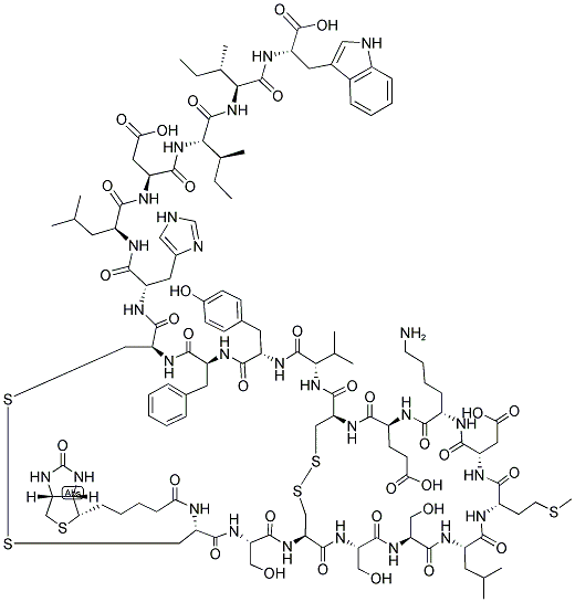 BIOTIN-CYS-SER-CYS-SER-SER-LEU-MET-ASP-LYS-GLU-CYS-VAL-TYR-PHE-CYS-HIS-LEU-A ASP-ILE-ILE-TRP 结构式