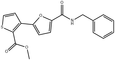 3-(5-(苄基氨基甲酰基)呋喃-2-基)噻吩-2-甲酸甲酯 结构式