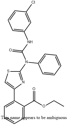 ETHYL 2-(2-([(3-CHLOROANILINO)CARBONYL]ANILINO)-1,3-THIAZOL-4-YL)BENZENECARBOXYLATE 结构式