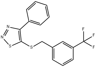 4-PHENYL-1,2,3-THIADIAZOL-5-YL 3-(TRIFLUOROMETHYL)BENZYL SULFIDE 结构式