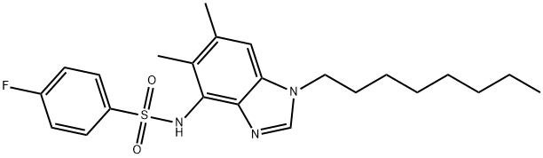 N-(5,6-DIMETHYL-1-OCTYL-1H-1,3-BENZIMIDAZOL-4-YL)-4-FLUOROBENZENESULFONAMIDE 结构式