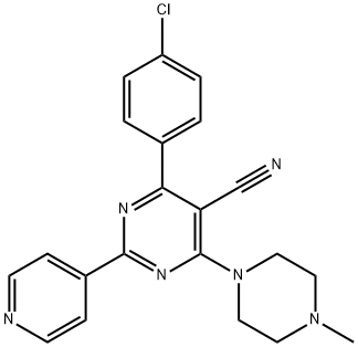 4-(4-CHLOROPHENYL)-6-(4-METHYLPIPERAZINO)-2-(4-PYRIDINYL)-5-PYRIMIDINECARBONITRILE 结构式