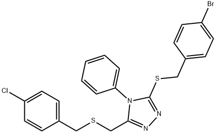 3-[(4-BROMOBENZYL)SULFANYL]-5-([(4-CHLOROBENZYL)SULFANYL]METHYL)-4-PHENYL-4H-1,2,4-TRIAZOLE 结构式