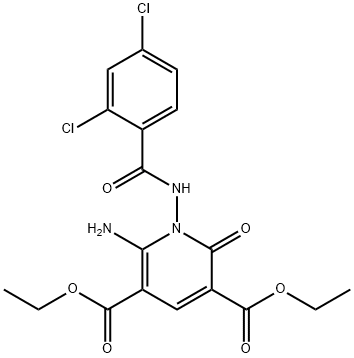 DIETHYL 6-AMINO-1-[(2,4-DICHLOROBENZOYL)AMINO]-2-OXO-1,2-DIHYDRO-3,5-PYRIDINEDICARBOXYLATE 结构式