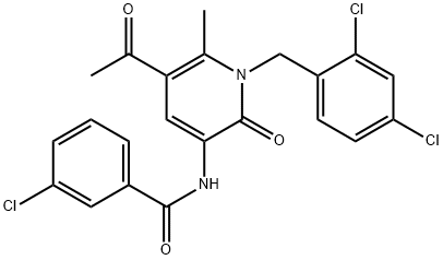 N-[5-ACETYL-1-(2,4-DICHLOROBENZYL)-6-METHYL-2-OXO-1,2-DIHYDRO-3-PYRIDINYL]-3-CHLOROBENZENECARBOXAMIDE 结构式