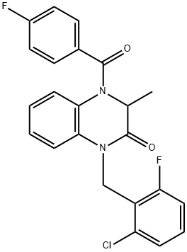 1-(2-CHLORO-6-FLUOROBENZYL)-4-(4-FLUOROBENZOYL)-3-METHYL-3,4-DIHYDRO-2(1H)-QUINOXALINONE 结构式