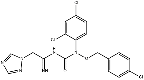 N-[1-([(4-CHLOROBENZYL)OXY]AMINO)-2-(1H-1,2,4-TRIAZOL-1-YL)ETHYLIDENE]-N'-(2,4-DICHLOROPHENYL)UREA 结构式