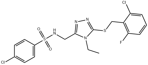 4-CHLORO-N-((5-[(2-CHLORO-6-FLUOROBENZYL)SULFANYL]-4-ETHYL-4H-1,2,4-TRIAZOL-3-YL)METHYL)BENZENESULFONAMIDE 结构式