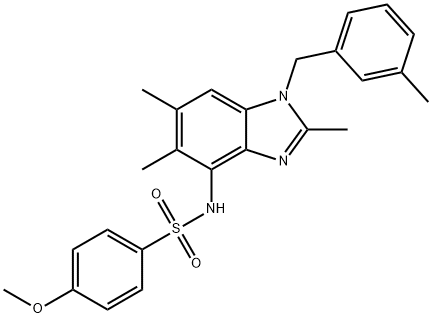 4-Methoxy-N-[2,5,6-trimethyl-1-(3-methylbenzyl)-1H-1,3-benzimidazol-4-yl]benzenesulfonamide 结构式