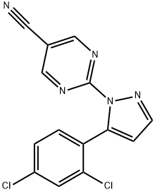 2-[5-(2,4-DICHLOROPHENYL)-1H-PYRAZOL-1-YL]-5-PYRIMIDINECARBONITRILE 结构式