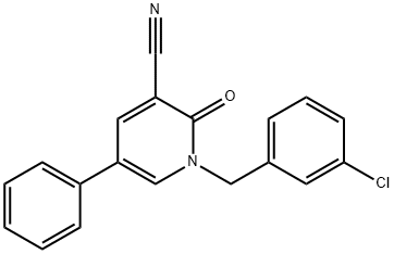 1-(3-CHLOROBENZYL)-2-OXO-5-PHENYL-1,2-DIHYDRO-3-PYRIDINECARBONITRILE 结构式