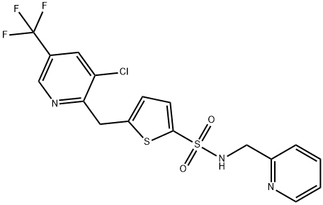 5-([3-CHLORO-5-(TRIFLUOROMETHYL)-2-PYRIDINYL]METHYL)-N-(2-PYRIDINYLMETHYL)-2-THIOPHENESULFONAMIDE 结构式