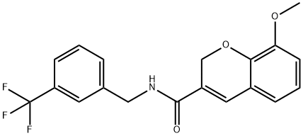 8-METHOXY-N-[3-(TRIFLUOROMETHYL)BENZYL]-2H-CHROMENE-3-CARBOXAMIDE 结构式