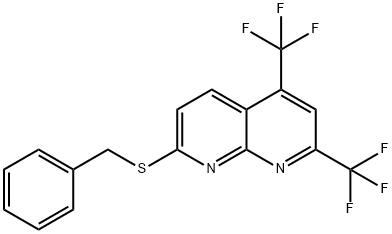 7-(BENZYLSULFANYL)-2,4-BIS(TRIFLUOROMETHYL)[1,8]NAPHTHYRIDINE 结构式