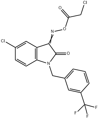 5-CHLORO-3-([(2-CHLOROACETYL)OXY]IMINO)-1-[3-(TRIFLUOROMETHYL)BENZYL]-1,3-DIHYDRO-2H-INDOL-2-ONE 结构式