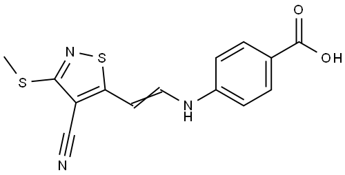 4-((2-[4-Cyano-3-(methylsulfanyl)-5-isothiazolyl]vinyl)amino)benzenecarboxylic acid 结构式