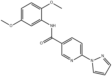 N-(2,5-DIMETHOXYPHENYL)-6-(1H-PYRAZOL-1-YL)NICOTINAMIDE 结构式