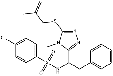 4-Chloro-N-(1-(4-methyl-5-[(2-methyl-2-propenyl)sulfanyl]-4H-1,2,4-triazol-3-yl)-2-phenylethyl)benzenesulfonamide 结构式