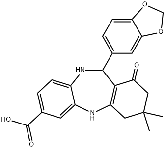 2,9-DIAZA-10-BENZO[D]1,3-DIOXOLEN-5-YL-14,14-DIMETHYL-12-OXOTRICYCLO[9.4.0.0(3,8)]PENTADECA-1(11),3(8),4,6-TETRAENE-5-CARBOXYLIC ACID 结构式
