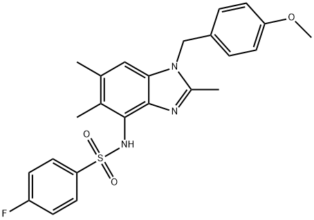 4-FLUORO-N-[1-(4-METHOXYBENZYL)-2,5,6-TRIMETHYL-1H-1,3-BENZIMIDAZOL-4-YL]BENZENESULFONAMIDE 结构式