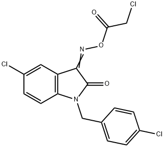 5-CHLORO-3-([(2-CHLOROACETYL)OXY]IMINO)-1-(4-CHLOROBENZYL)-1,3-DIHYDRO-2H-INDOL-2-ONE 结构式