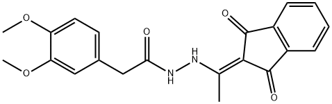 2-(3,4-DIMETHOXYPHENYL)-N-(((1,3-DIOXOINDAN-2-YLIDENE)ETHYL)AMINO)ETHANAMIDE 结构式