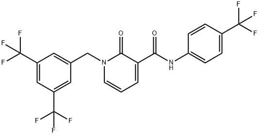 1-[3,5-BIS(TRIFLUOROMETHYL)BENZYL]-2-OXO-N-[4-(TRIFLUOROMETHYL)PHENYL]-1,2-DIHYDRO-3-PYRIDINECARBOXAMIDE 结构式