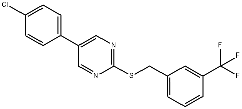 5-(4-CHLOROPHENYL)-2-([3-(TRIFLUOROMETHYL)BENZYL]SULFANYL)PYRIMIDINE 结构式