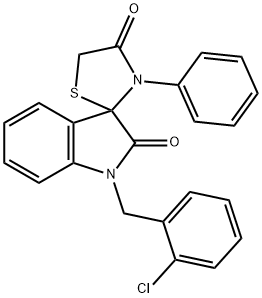 1-(2-CHLOROBENZYL)-3'-PHENYLSPIRO(2,3-DIHYDRO-1H-INDOLE-3,2'-THIAZOLIDINE)-2,4'-DIONE 结构式