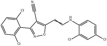 5-[2-(2,4-DICHLOROANILINO)VINYL]-3-(2,6-DICHLOROPHENYL)-4-ISOXAZOLECARBONITRILE 结构式